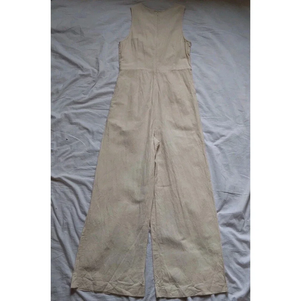 Madewell Linen Blend Jumpsuit Romper Button Front Ivory Boho Womens Size 0 - Picture 10 of 13
